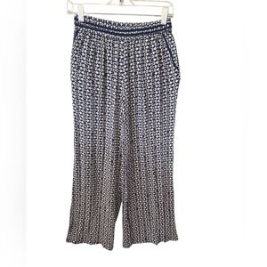 Hei Hei Anthropology Elegant Women's Navy and White Wide Leg Pants 100% Rayon